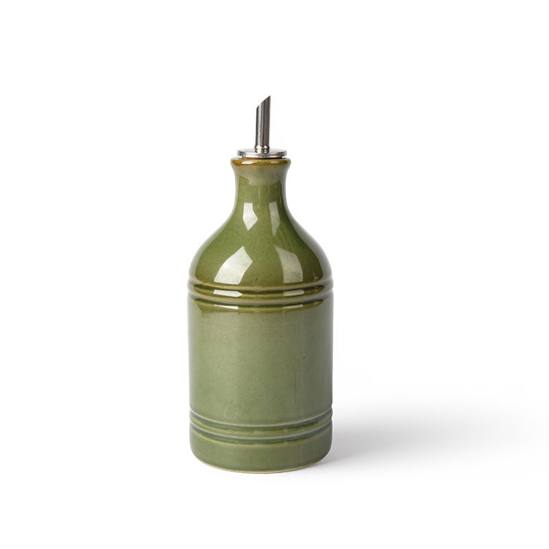Vintage Ceramic Olive Oil Dispenser with Stainless Steel Spout