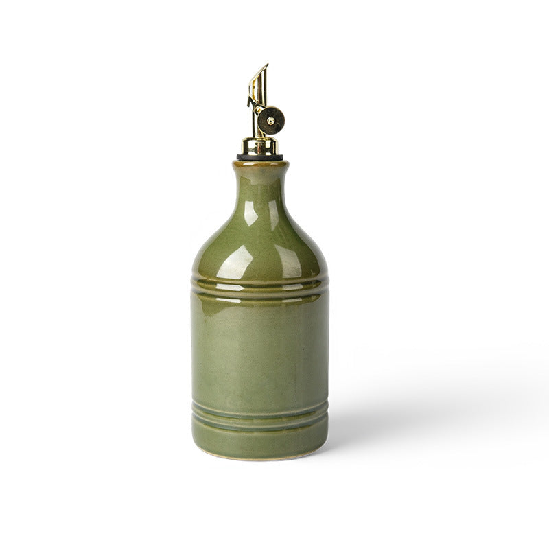 Vintage Ceramic Olive Oil Dispenser with Stainless Steel Spout